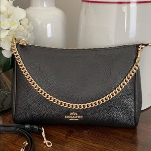 COACH carrie crossbody bag pebble leather Black